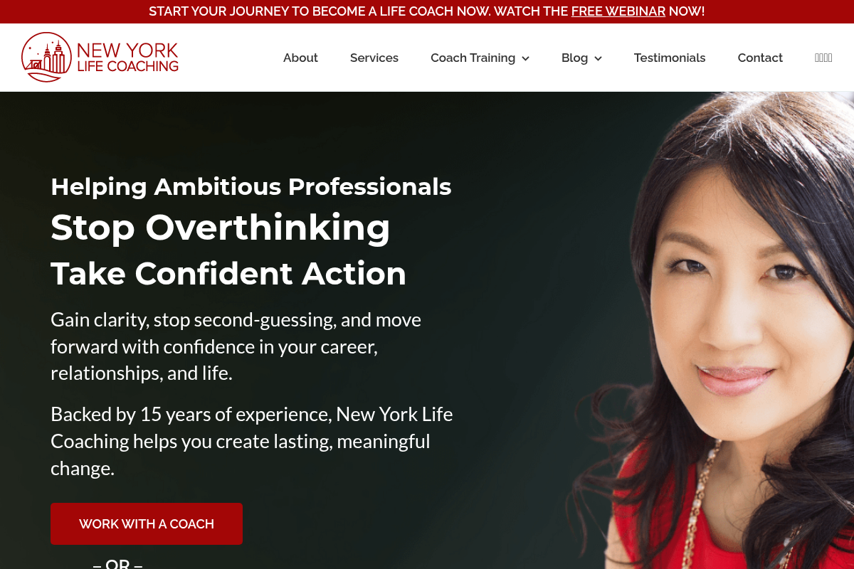 Screenshot of New York Life Coaching website