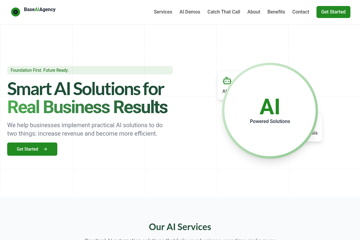 Screenshot of Base AI Agency website