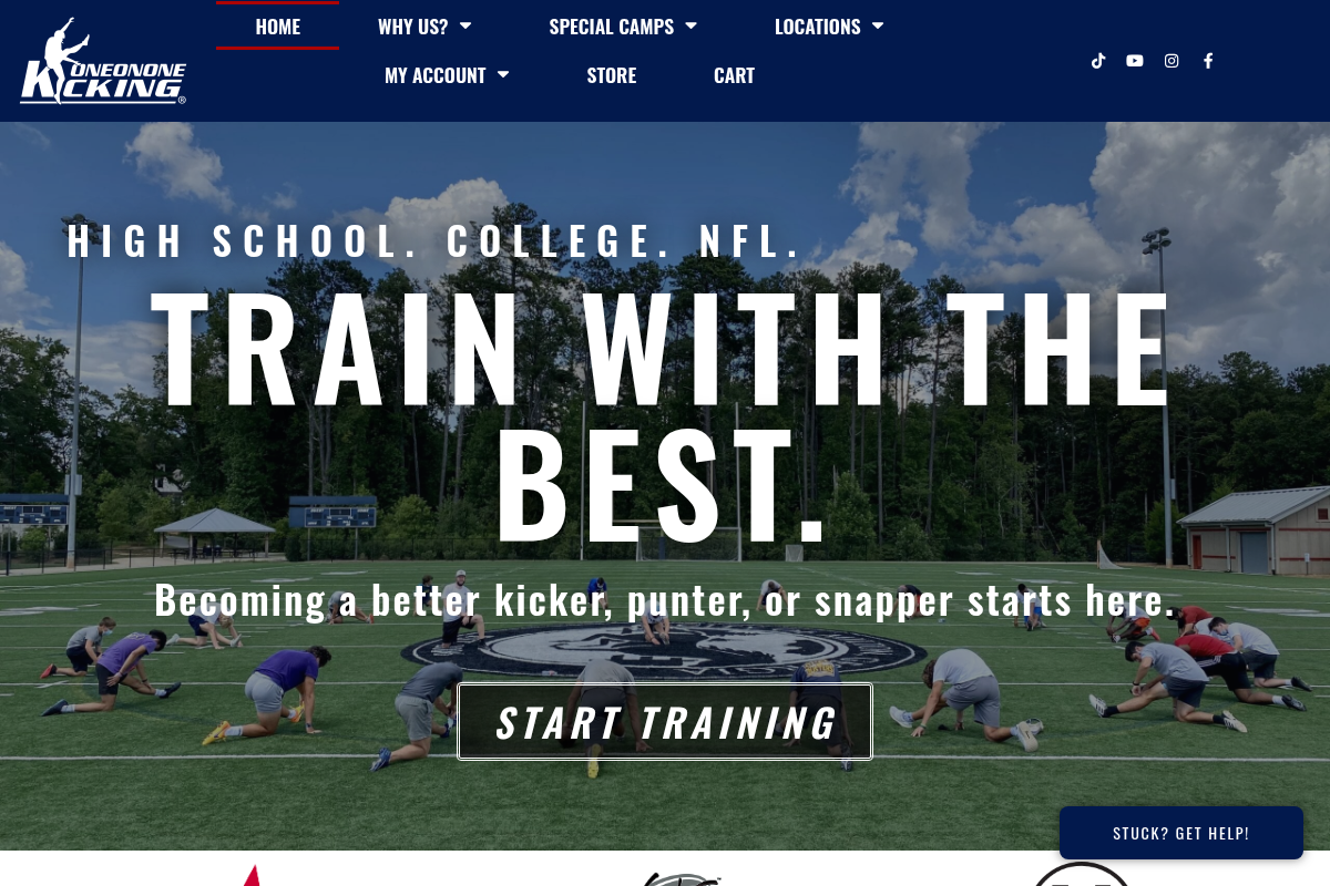 Screenshot of One On One Kicking website